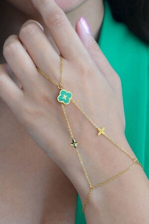 Yeşil Çiçekli Çelik Şahmeran Gold Renkli - Sacce Scarves&Accessories