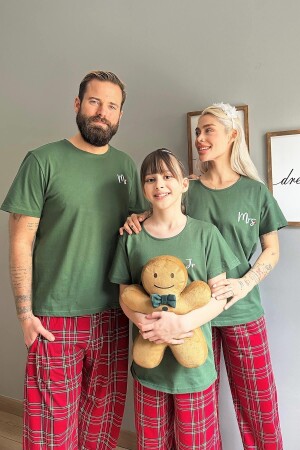 Yeşil Jr. Kısa Kol Anne Kız Aile Pijaması - Çocuk Takımı 2433 - 6