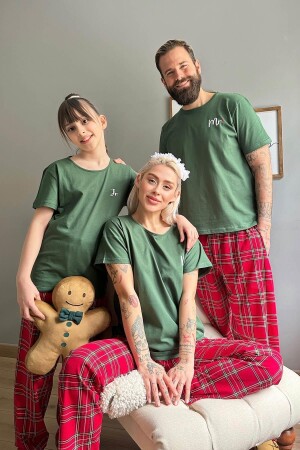 Yeşil Jr. Kısa Kol Anne Kız Aile Pijaması - Çocuk Takımı 2433 - 7
