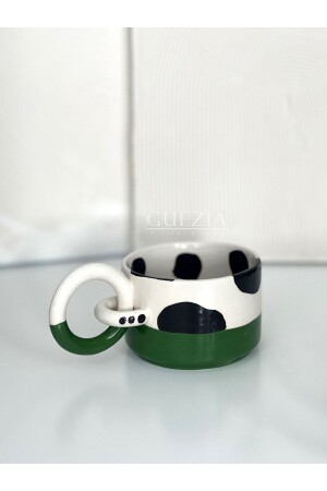 Yeşil Loop Mug | El Yapımı Seramik Bardak Kupa | 230 ml | 1 Adet EFD05SERAMIK - 3