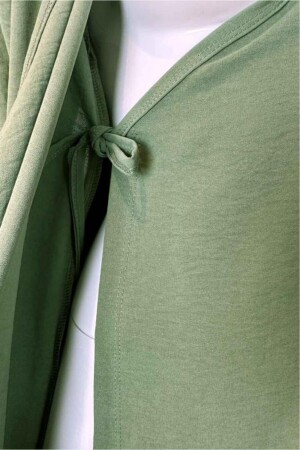 Yeşil Yandan Bağlamalı Kendinden Desenli Namaz Elbisesi 8510MS - 5