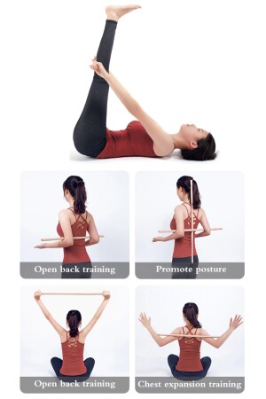 Yoga Stick Ahşap Jimnastik Egzersiz Çubuğu Pilates Fitness Spor Aleti 3 Lü Set YOGASTİCK1 - 5
