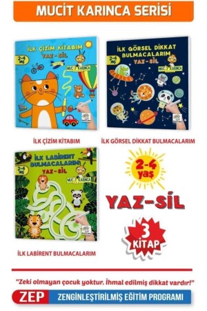 Yükselen Zeka 2-4 Yaş Mucit Karınca-2 Yaz-sil Kitaplar Serisi bilgimax-004 - Yükselen Zeka Yayınları