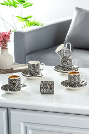 Yx-05 Aldon 6lı 12 Parça Türk Kahvesi Fincan Takımı Aldon Fincan Takımı - Porsima