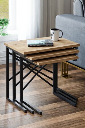 Zg1 3 lü Zigon Sehpa Metal Sehpa Atlantik Çam ZG1-3653S - Ceramical