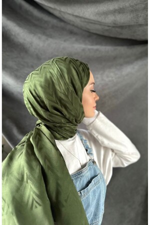 Zikzak Desen Haki Pamuk Jakar Şal - Mis İpek