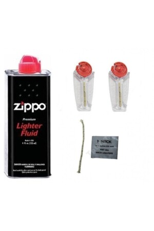 Zippo Benzin 125 Ml Zippo Fitil Ve 2 Adet Zippo Taşı Süper Set 2133123 - 1