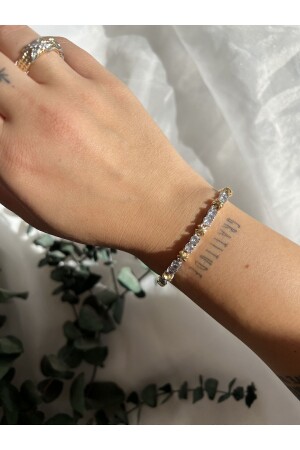 Zirkon Xoxo Model Altın Kaplama Tıffany Döküm Su Yolu Bileklik - Aslı Jewelry