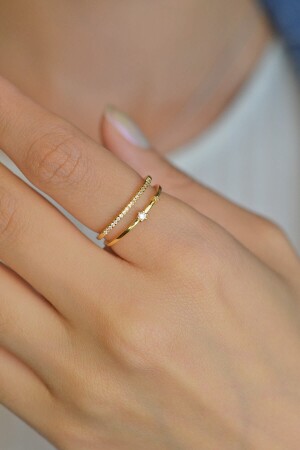 Zweireihiger, dünner Ring aus Gold - Sacce Scarves&Accessories